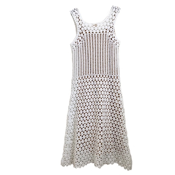 MICHAEL Michael Kors White Crocheted Midi Sheath Dress S - Picture 7 of 15